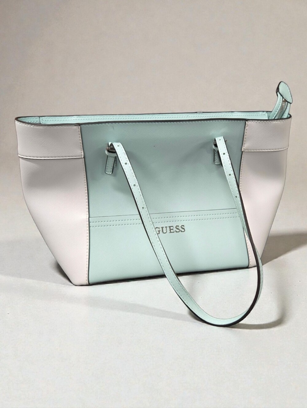 Guess Soft Aqua & White Tote Bag